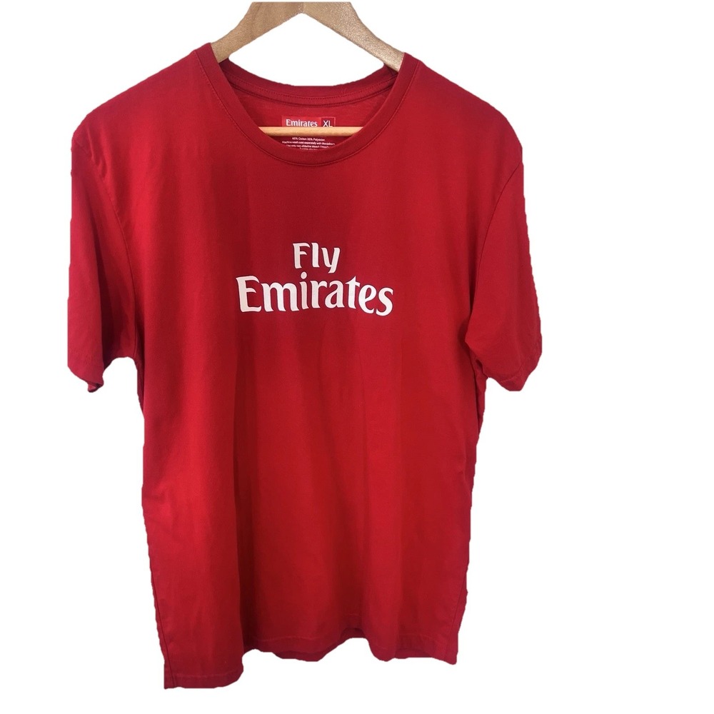 Fly Emirates Shirt Mens XL Red Soccer Football Tee Made In UAE T-Shirt